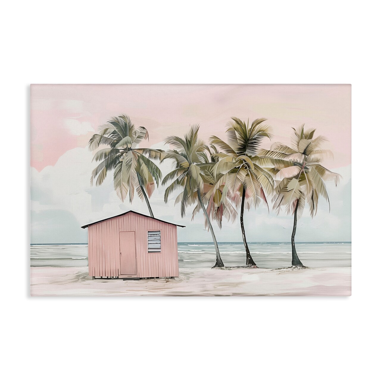 Stupell Industries Pink Beach Hut & Palms Canvas Wall Art Design by Arlington Prints